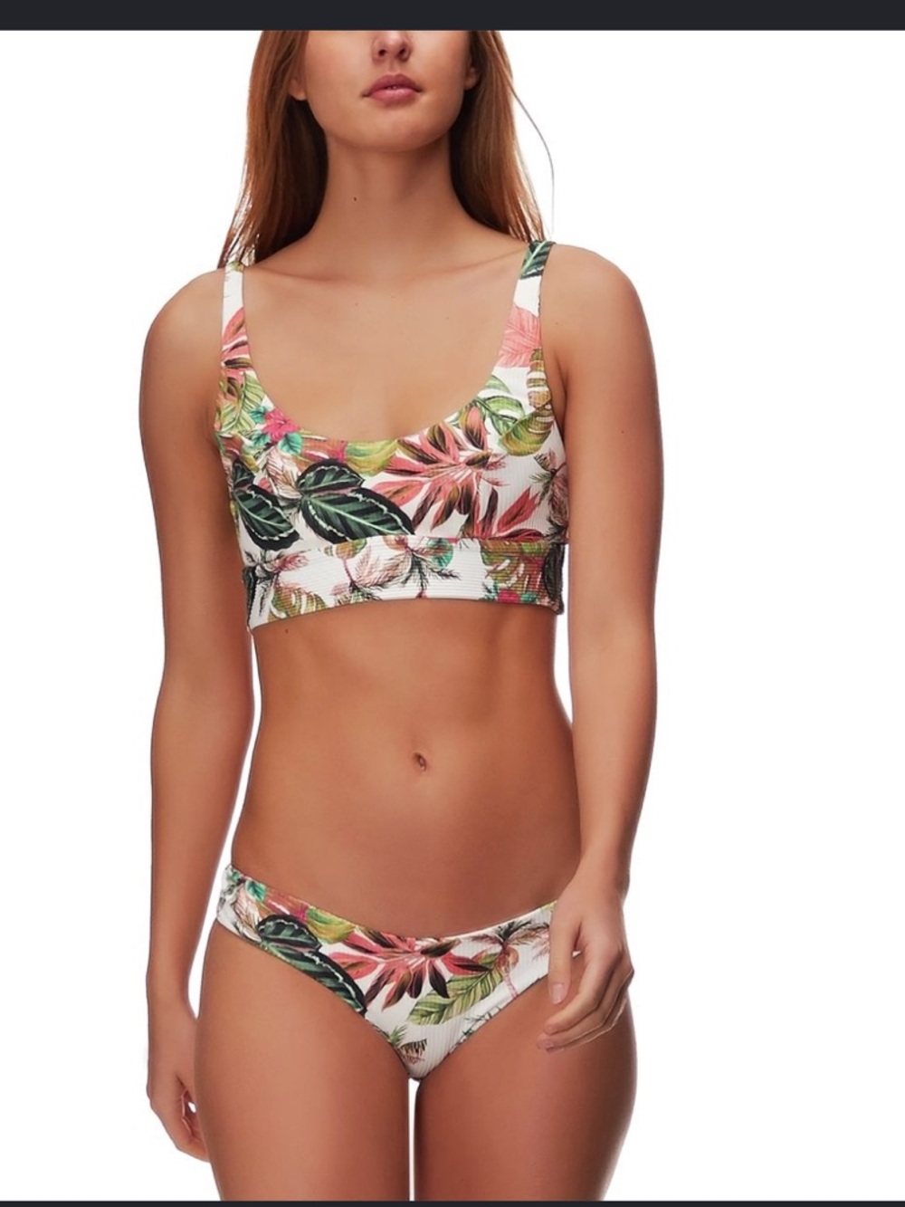 Boys + Arrows Dizzy Izzy Bikini Set Tropical Floral Ribbed Swim Small